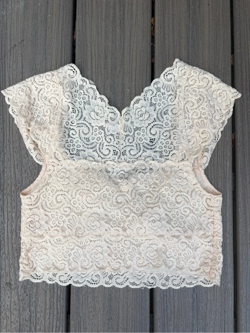 Free People Cream Lace Cropped Camisole